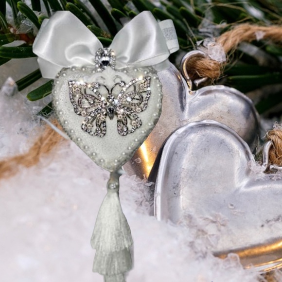 Valentine's Day Heart Butterfly Ornament| Rhinestone Holiday Gift, Mothers Day - Picture 8 of 16